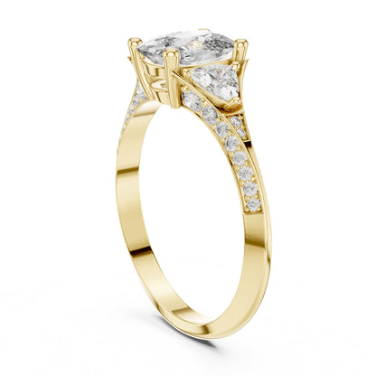 Cushion Three Stone Lab Grown Diamond Engagement Ring