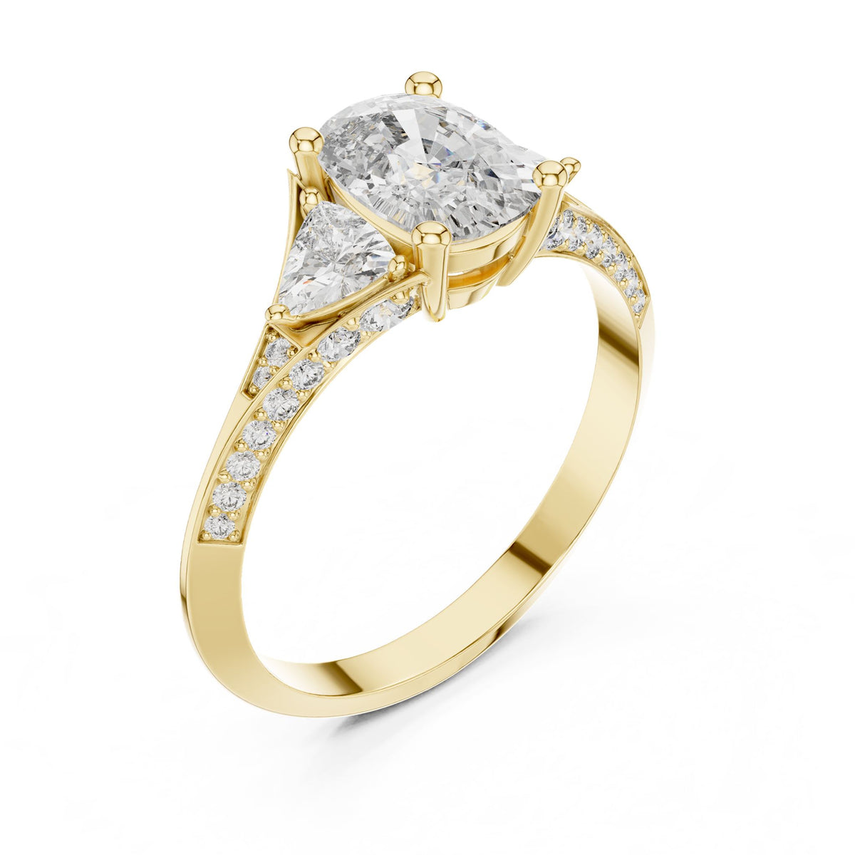 Cushion Three Stone Lab Grown Diamond Engagement Ring