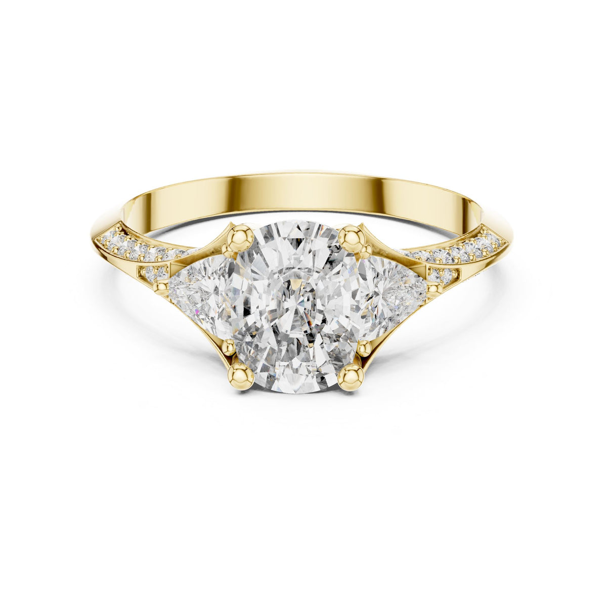 Cushion Three Stone Lab Grown Diamond Engagement Ring
