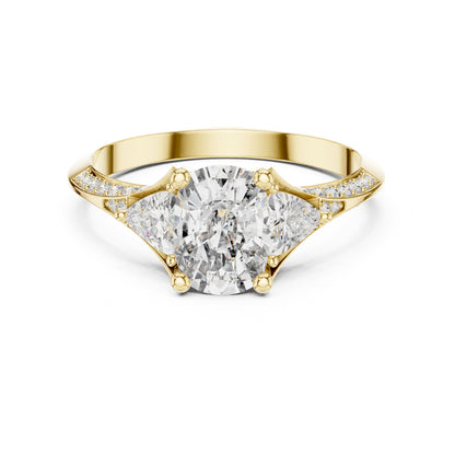 Cushion Three Stone Lab Grown Diamond Engagement Ring