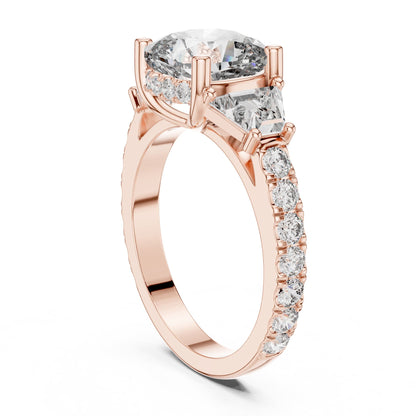 Cushion Three Stone Lab Grown Diamond Engagement Ring
