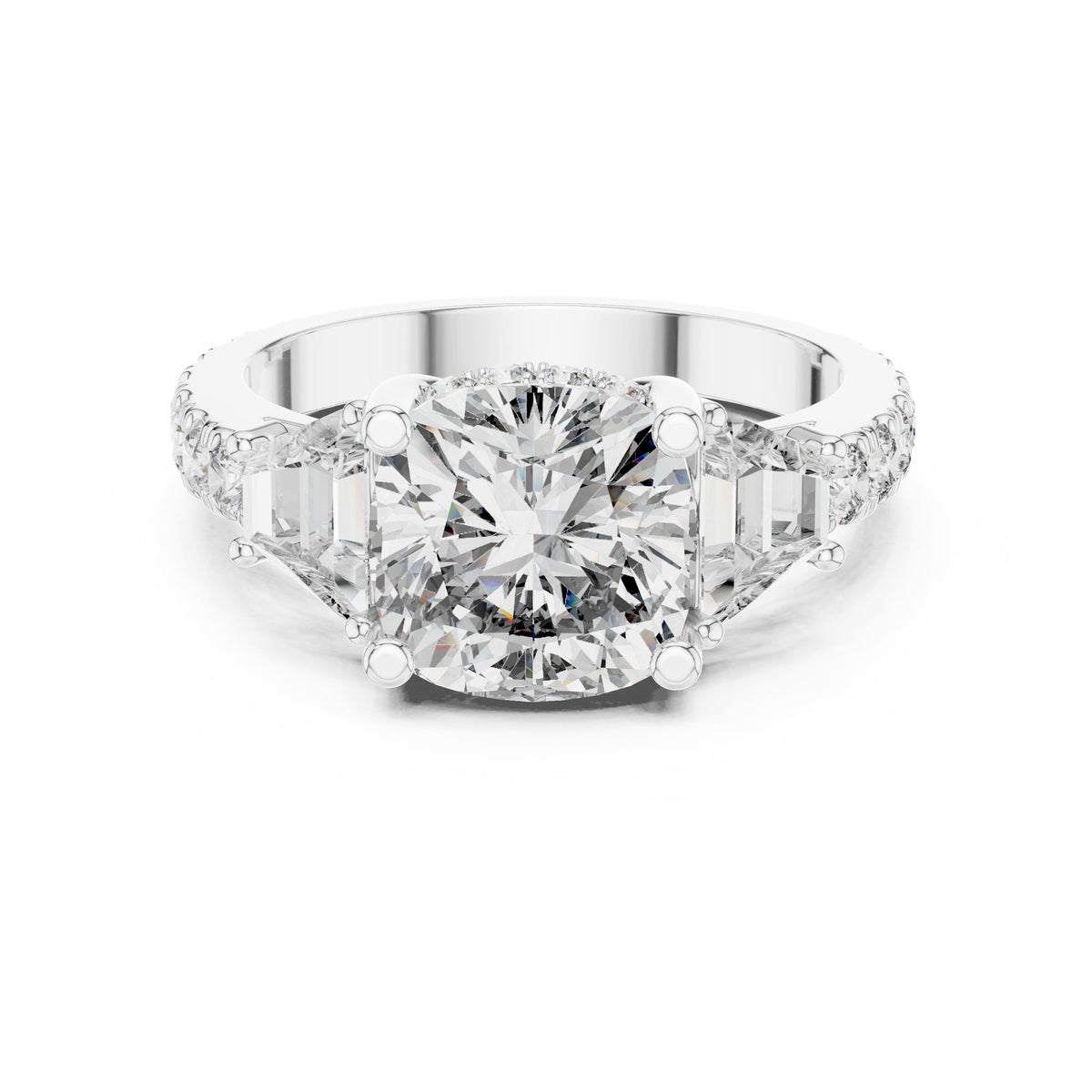 Cushion Three Stone Lab Grown Diamond Engagement Ring