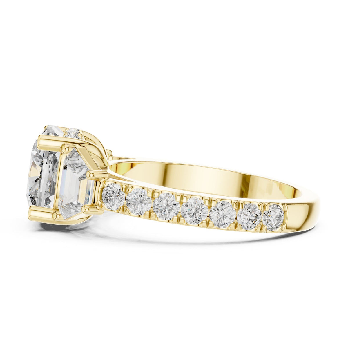 Cushion Three Stone Lab Grown Diamond Engagement Ring