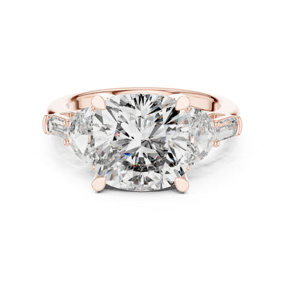 Cushion Three Stone Lab Grown Diamond Engagement Ring