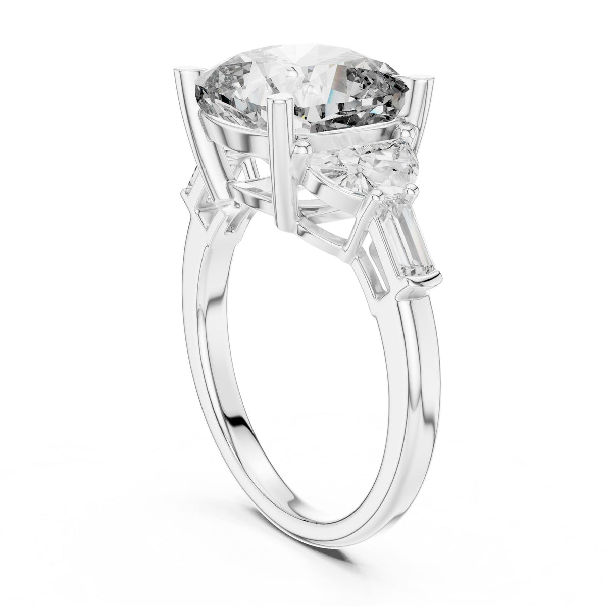 Cushion Three Stone Lab Grown Diamond Engagement Ring