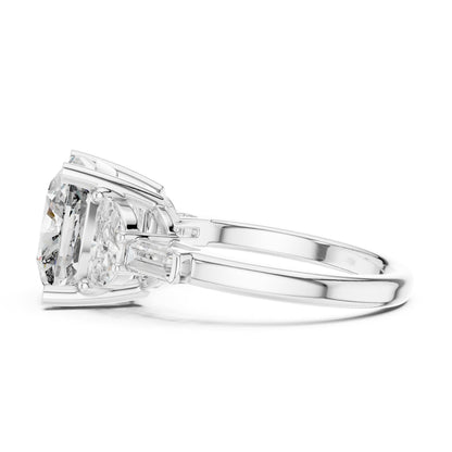 Cushion Three Stone Lab Grown Diamond Engagement Ring