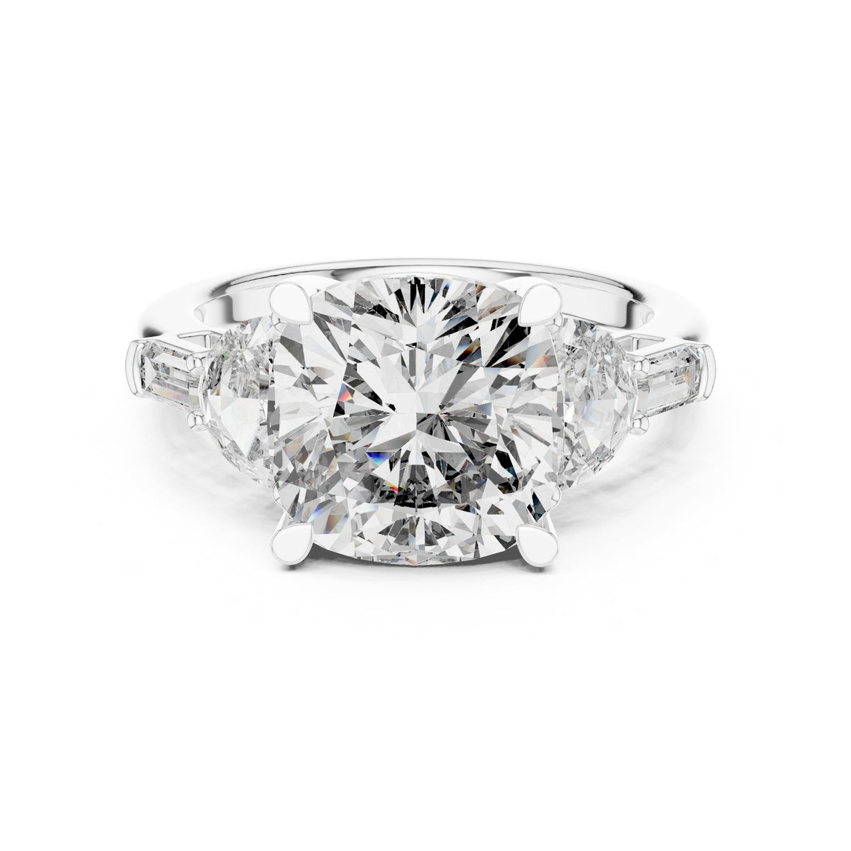 Cushion Three Stone Lab Grown Diamond Engagement Ring