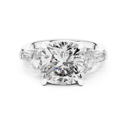Cushion Three Stone Lab Grown Diamond Engagement Ring