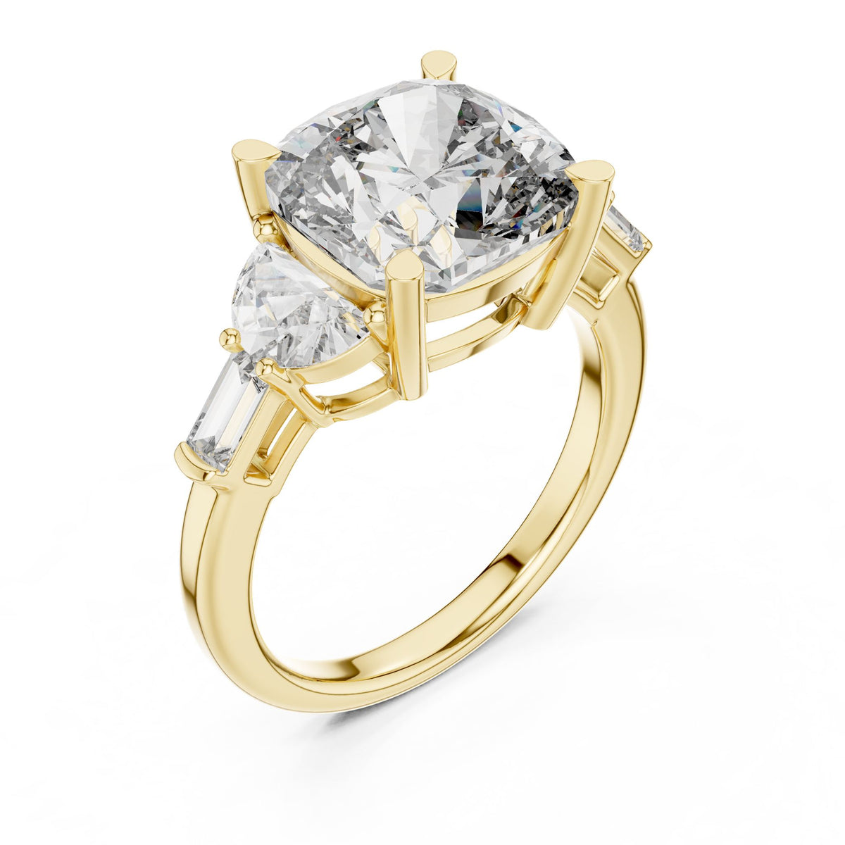 Cushion Three Stone Lab Grown Diamond Engagement Ring