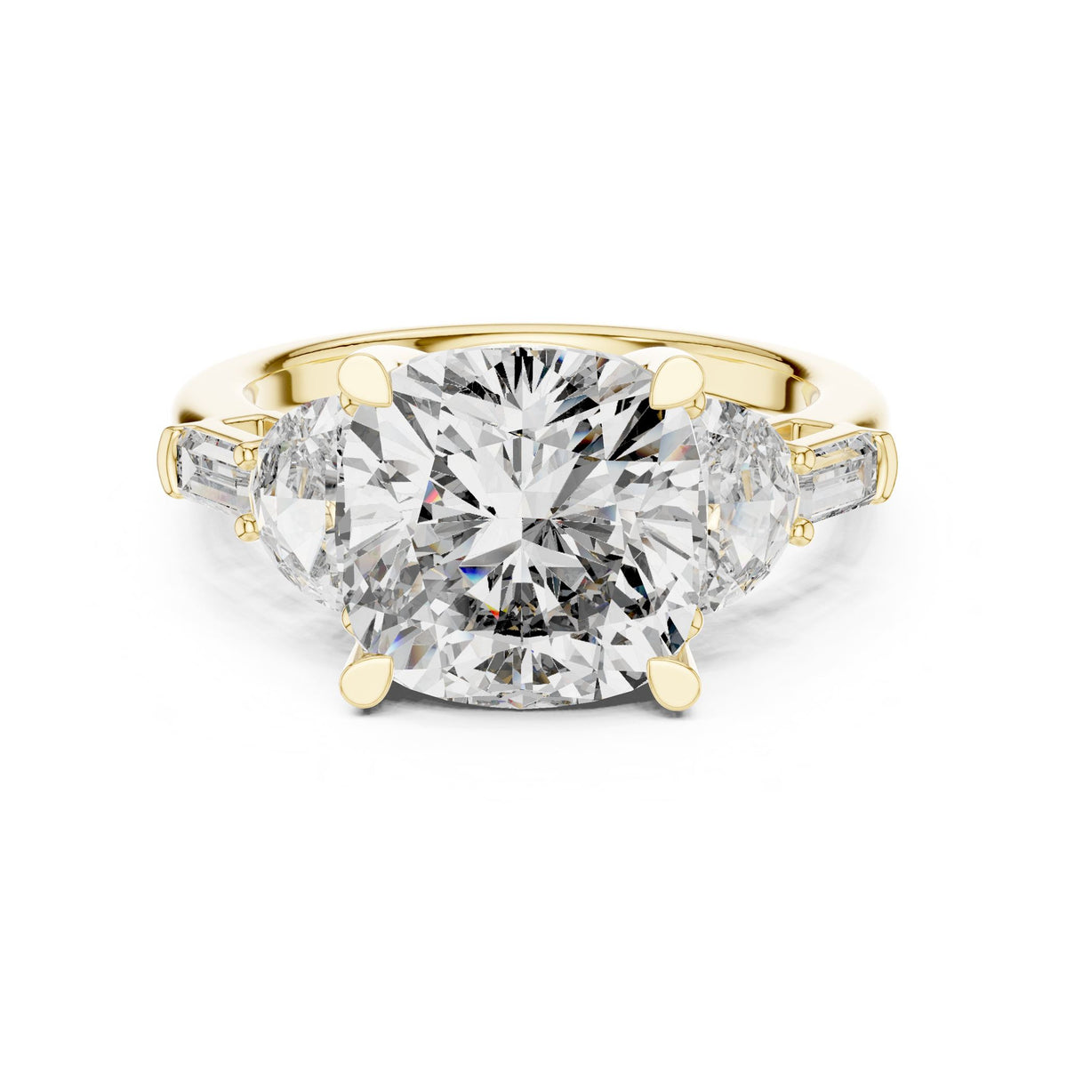 Cushion Three Stone Lab Grown Diamond Engagement Ring