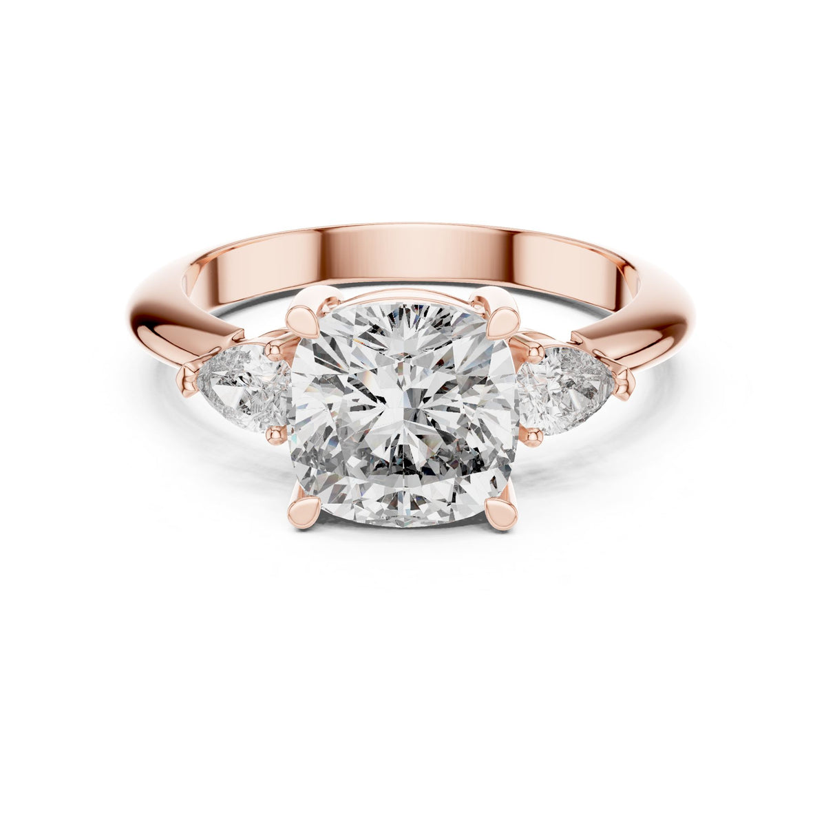 Cushion Three Stone Lab Grown Diamond Engagement Ring