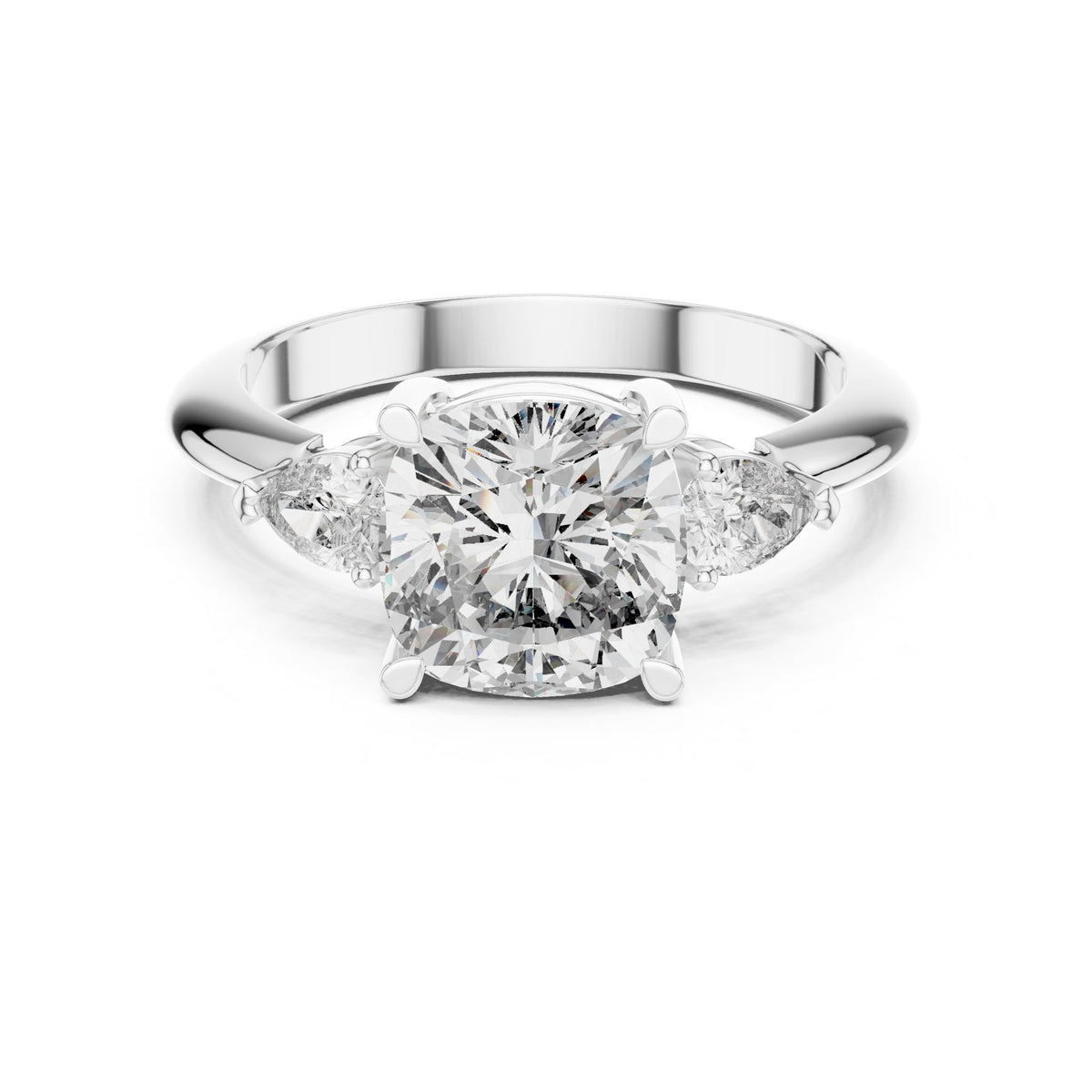Cushion Three Stone Lab Grown Diamond Engagement Ring