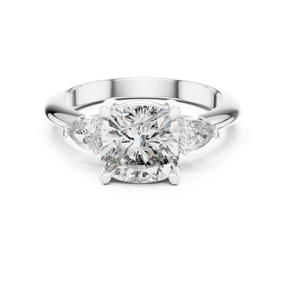 Cushion Three Stone Lab Grown Diamond Engagement Ring