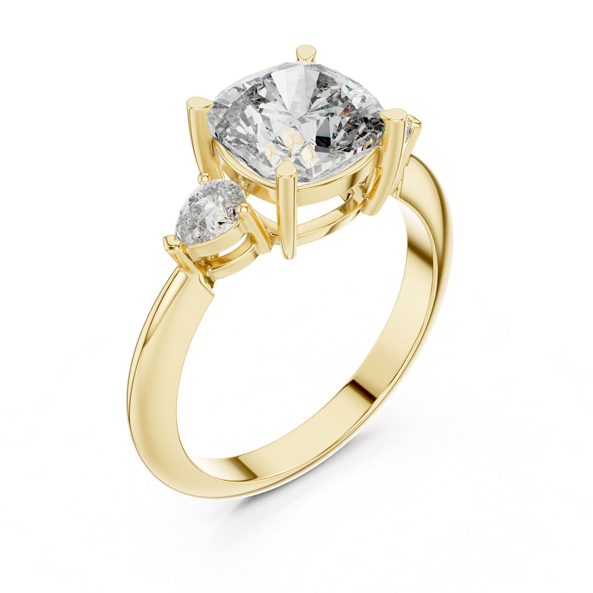 Cushion Three Stone Lab Grown Diamond Engagement Ring
