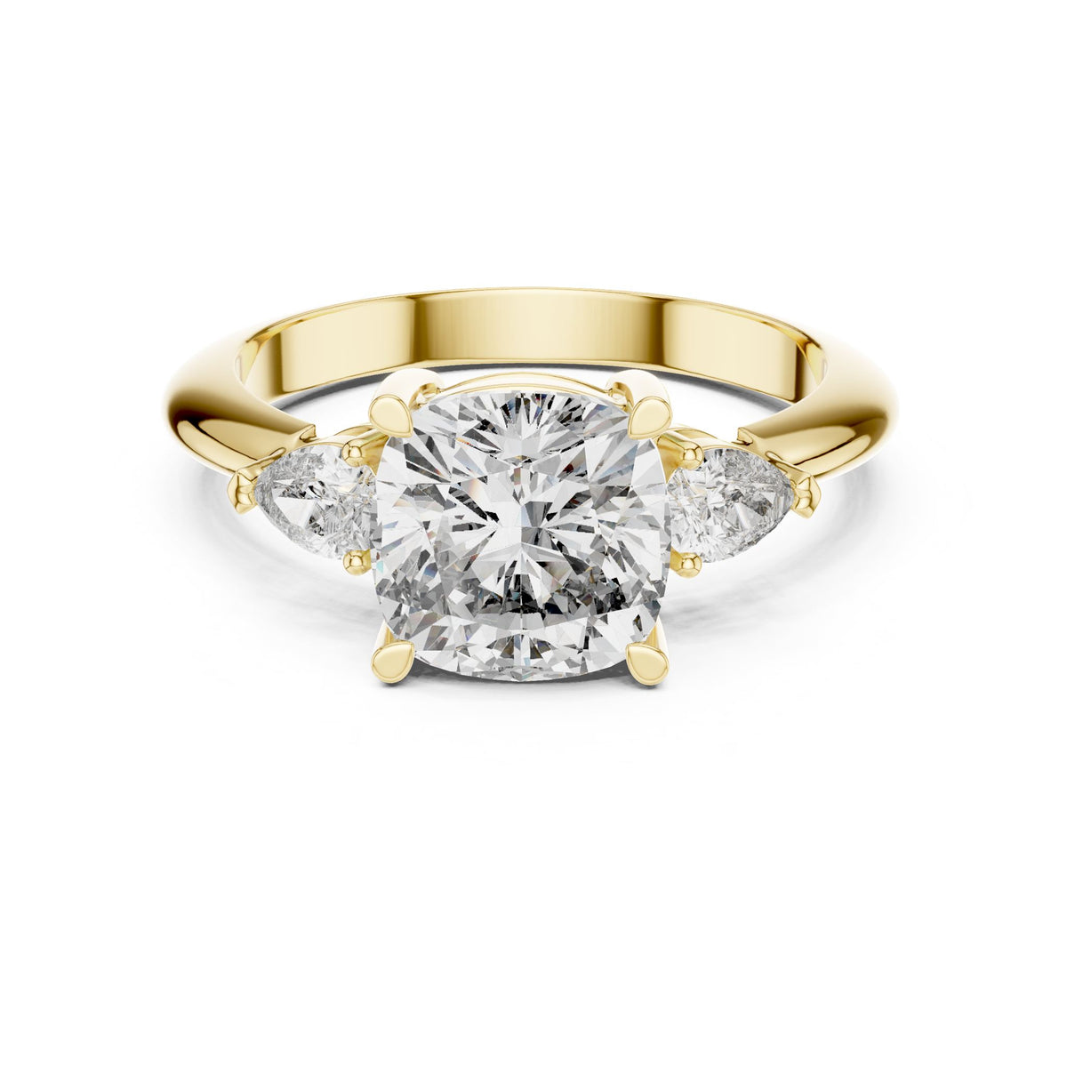 Cushion Three Stone Lab Grown Diamond Engagement Ring