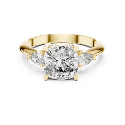 Cushion Three Stone Lab Grown Diamond Engagement Ring