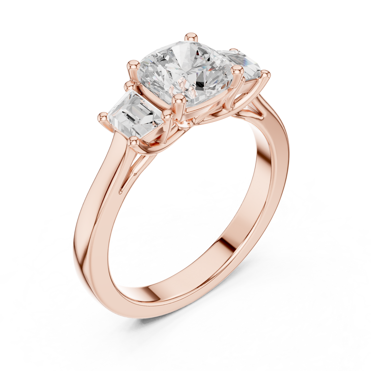 Cushion Three Stone Lab Grown Diamond Engagement Ring