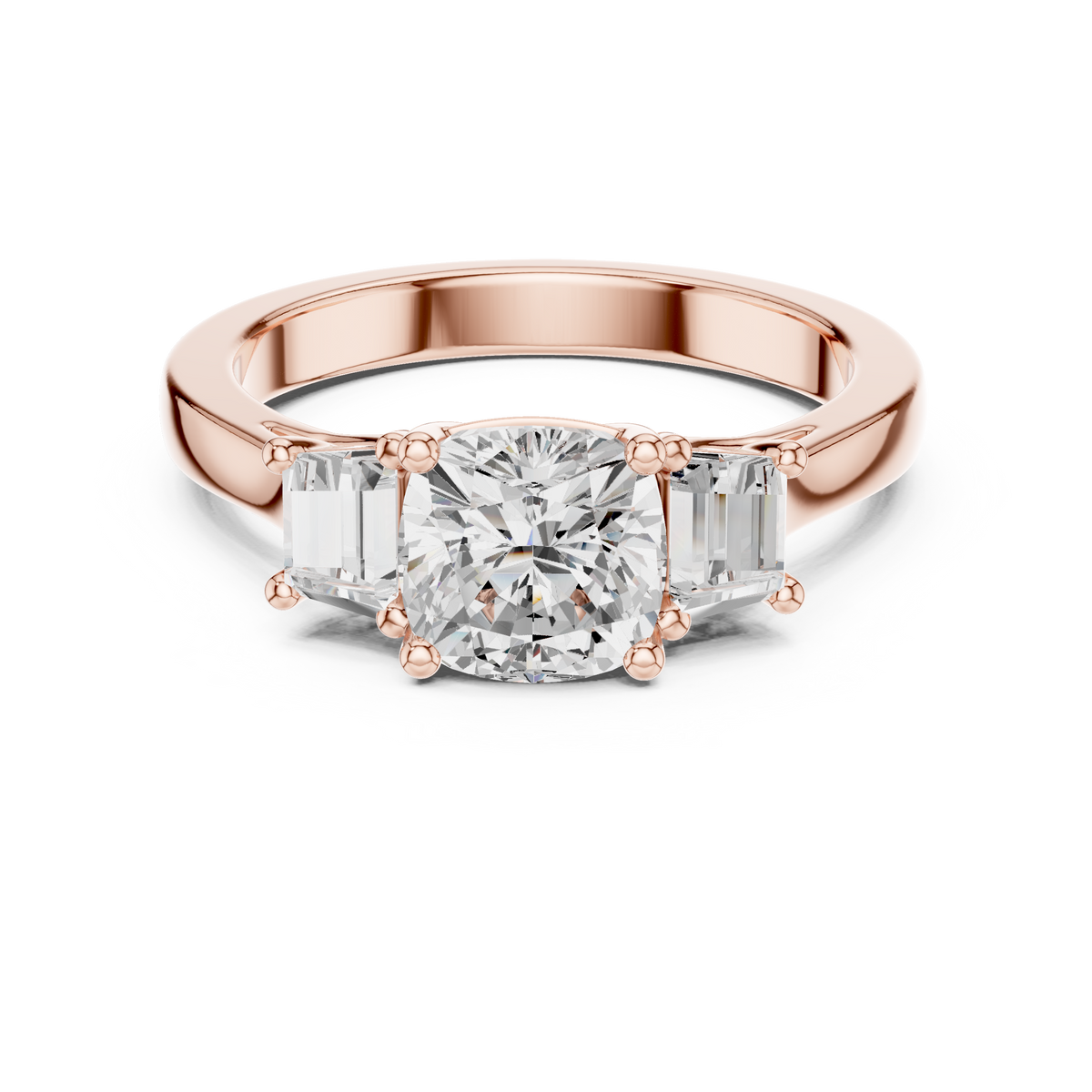 Cushion Three Stone Lab Grown Diamond Engagement Ring