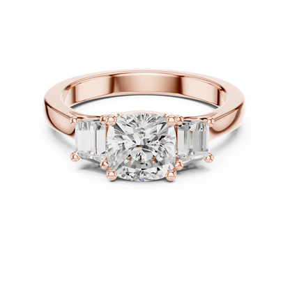 Cushion Three Stone Lab Grown Diamond Engagement Ring