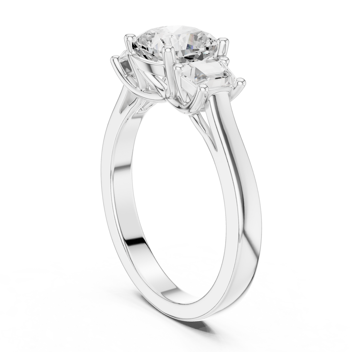 Cushion Three Stone Lab Grown Diamond Engagement Ring
