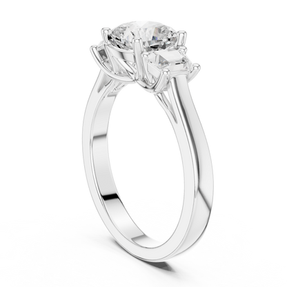 Cushion Three Stone Lab Grown Diamond Engagement Ring