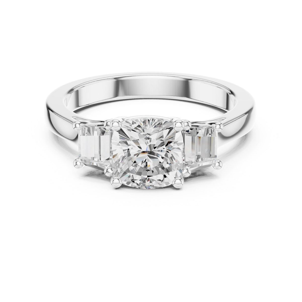 Cushion Three Stone Lab Grown Diamond Engagement Ring