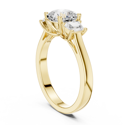 Cushion Three Stone Lab Grown Diamond Engagement Ring