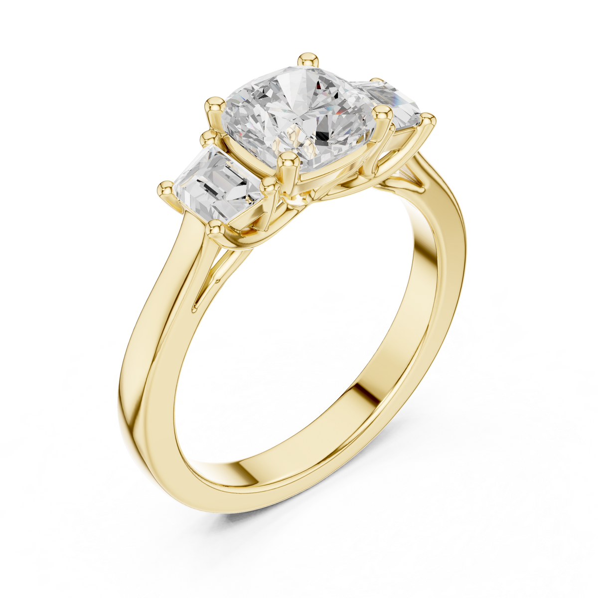 Cushion Three Stone Lab Grown Diamond Engagement Ring