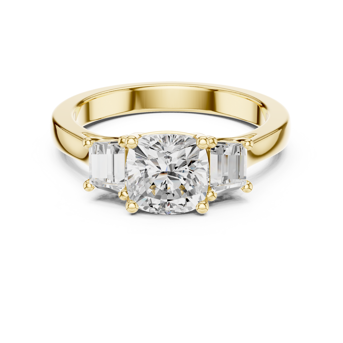 Cushion Three Stone Lab Grown Diamond Engagement Ring
