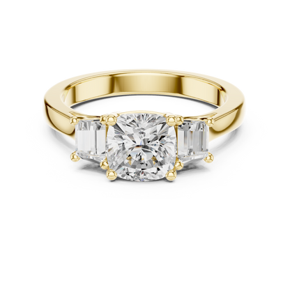 Cushion Three Stone Lab Grown Diamond Engagement Ring
