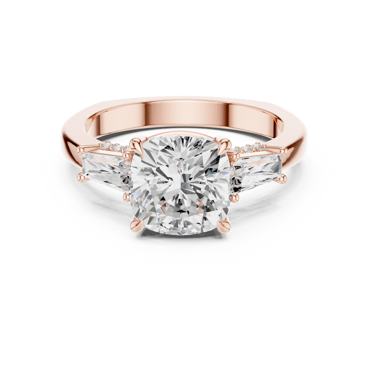 Cushion Three Stone Lab Grown Diamond Engagement Ring