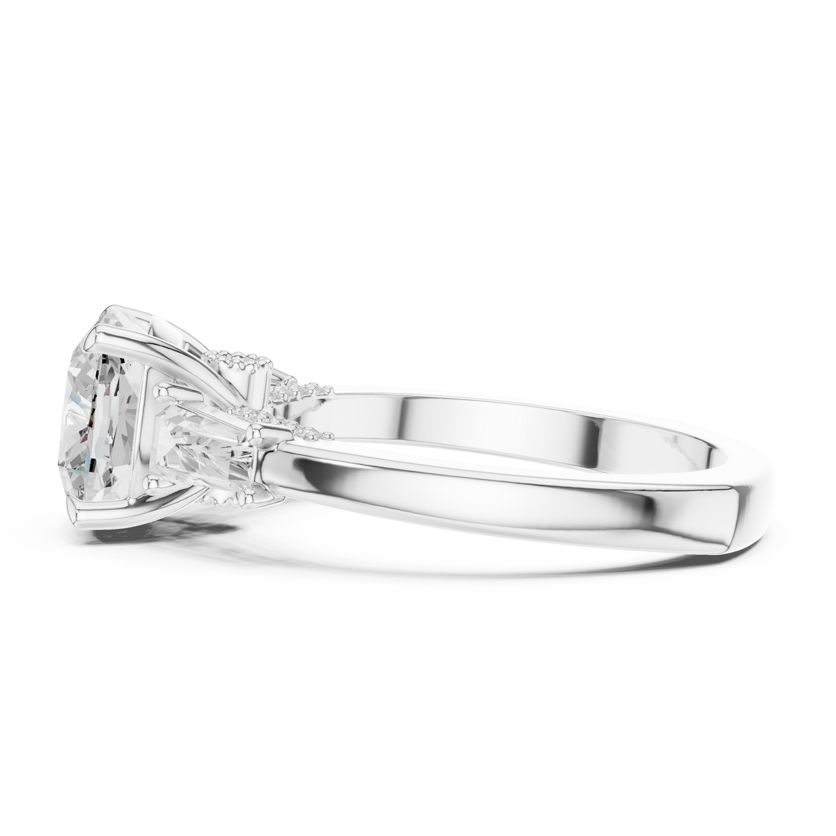 Cushion Three Stone Lab Grown Diamond Engagement Ring
