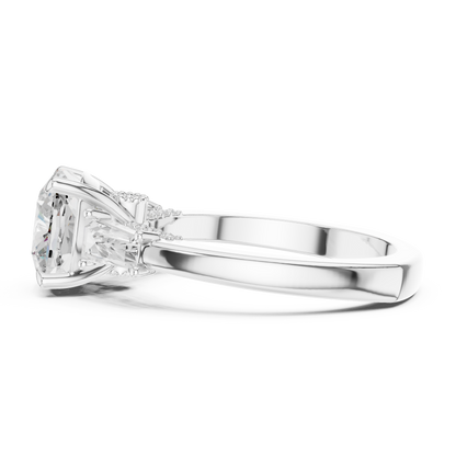 Cushion Three Stone Lab Grown Diamond Engagement Ring