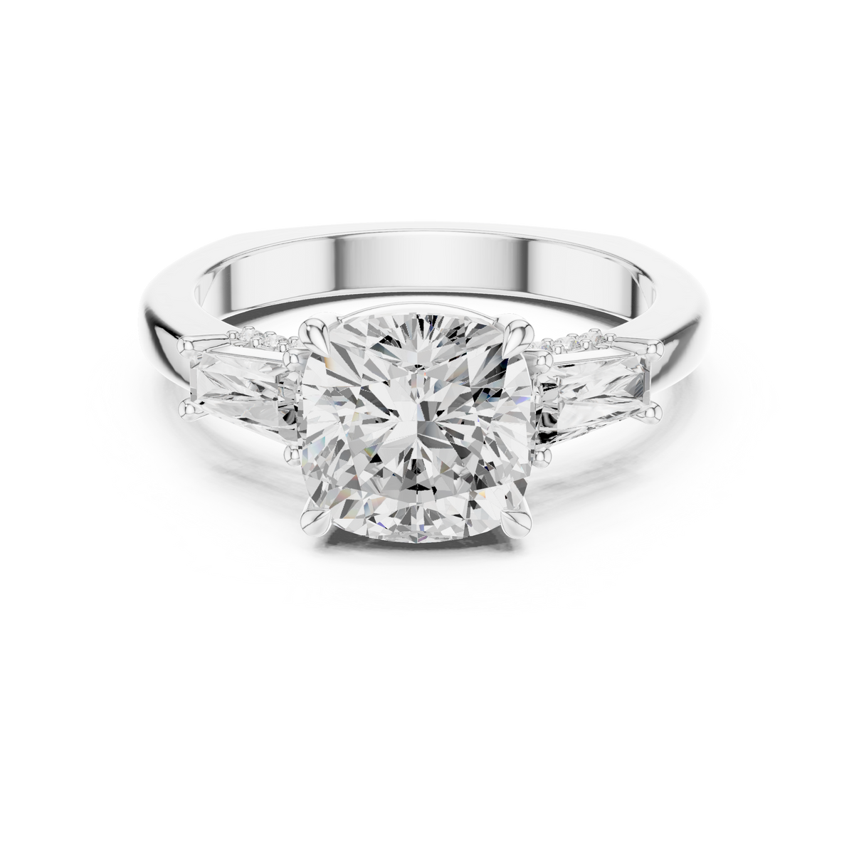 Cushion Three Stone Lab Grown Diamond Engagement Ring