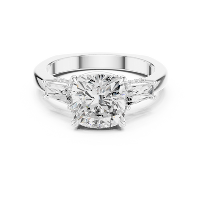Cushion Three Stone Lab Grown Diamond Engagement Ring