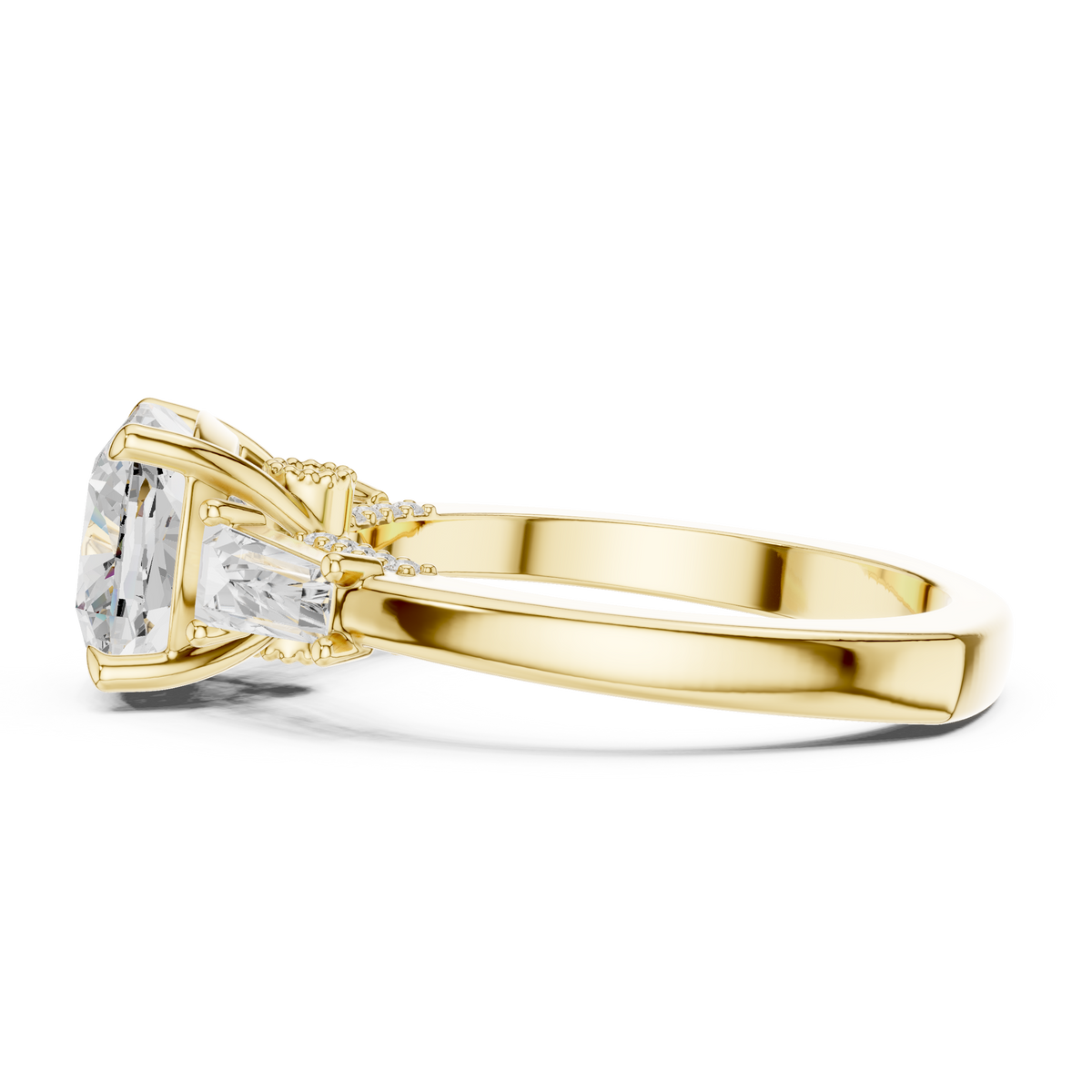 Cushion Three Stone Lab Grown Diamond Engagement Ring