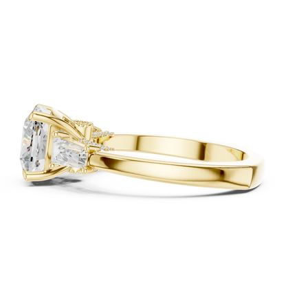 Cushion Three Stone Lab Grown Diamond Engagement Ring
