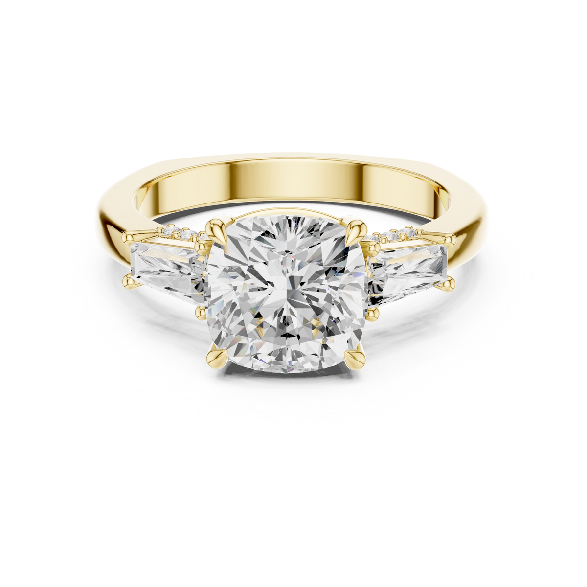 Cushion Three Stone Lab Grown Diamond Engagement Ring
