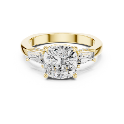 Cushion Three Stone Lab Grown Diamond Engagement Ring