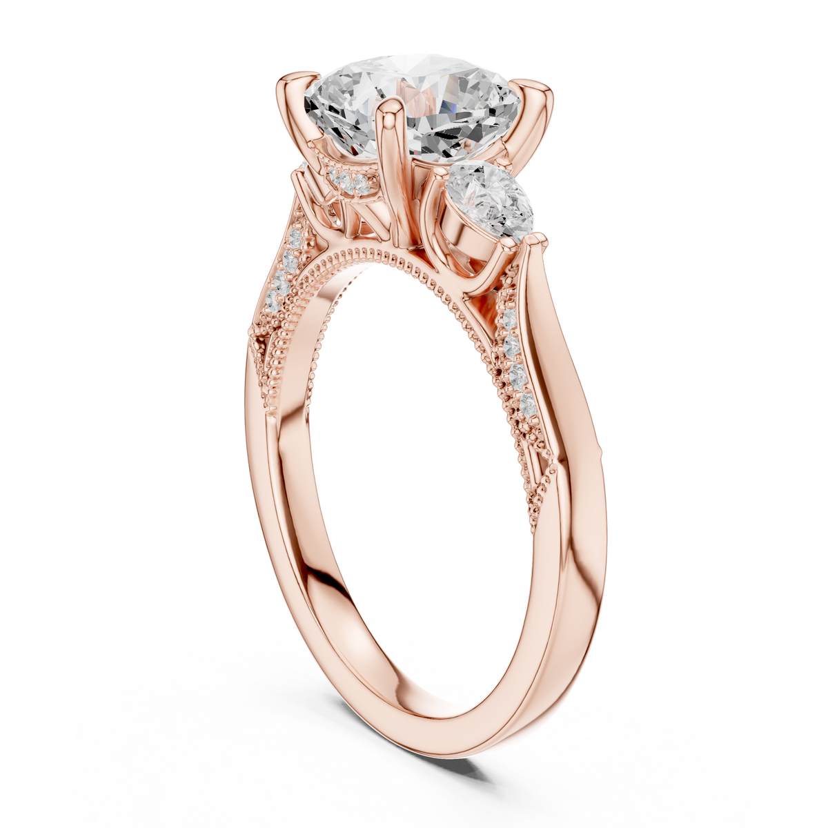 Cushion Three Stone Lab Grown Diamond Engagement Ring
