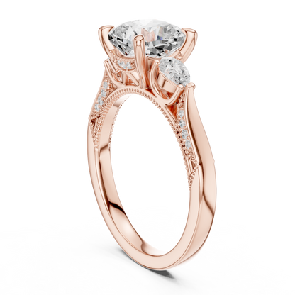 Cushion Three Stone Lab Grown Diamond Engagement Ring