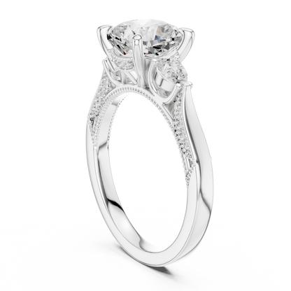 Cushion Three Stone Lab Grown Diamond Engagement Ring