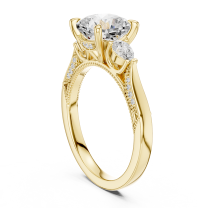 Cushion Three Stone Lab Grown Diamond Engagement Ring