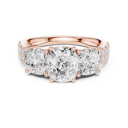Cushion Three Stone Lab Grown Diamond Engagement Ring