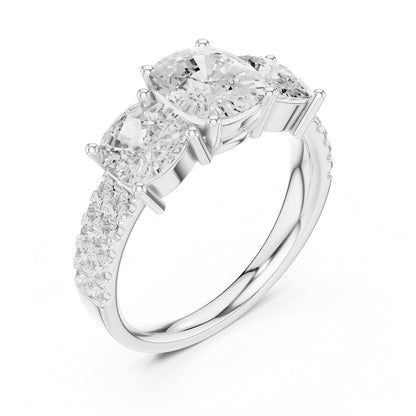 Cushion Three Stone Lab Grown Diamond Engagement Ring