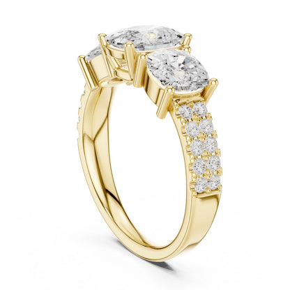 Cushion Three Stone Lab Grown Diamond Engagement Ring