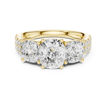 Cushion Three Stone Lab Grown Diamond Engagement Ring