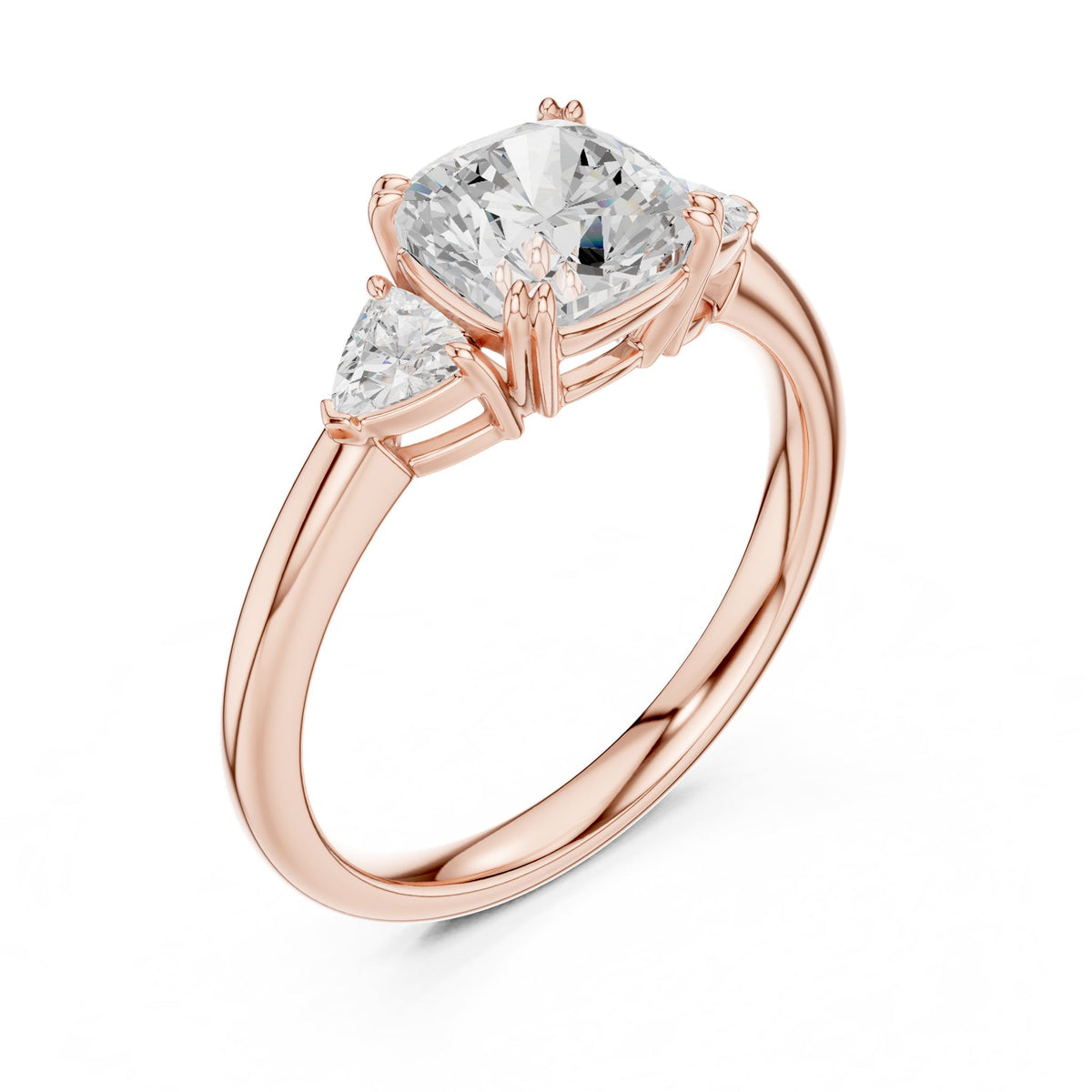 Cushion Three Stone Lab Grown Diamond Engagement Ring