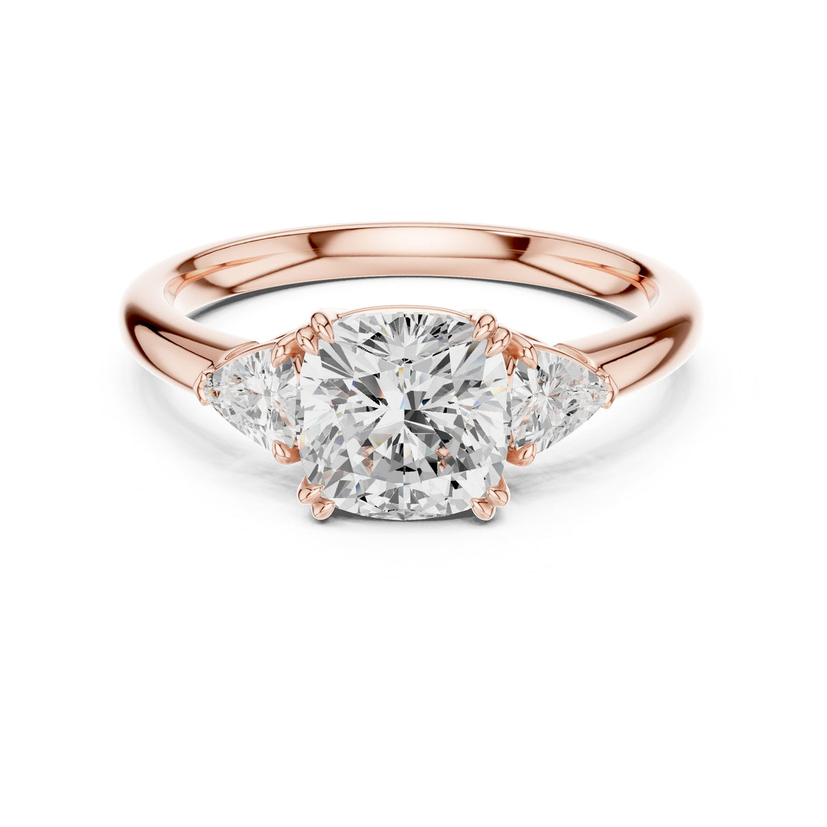 Cushion Three Stone Lab Grown Diamond Engagement Ring