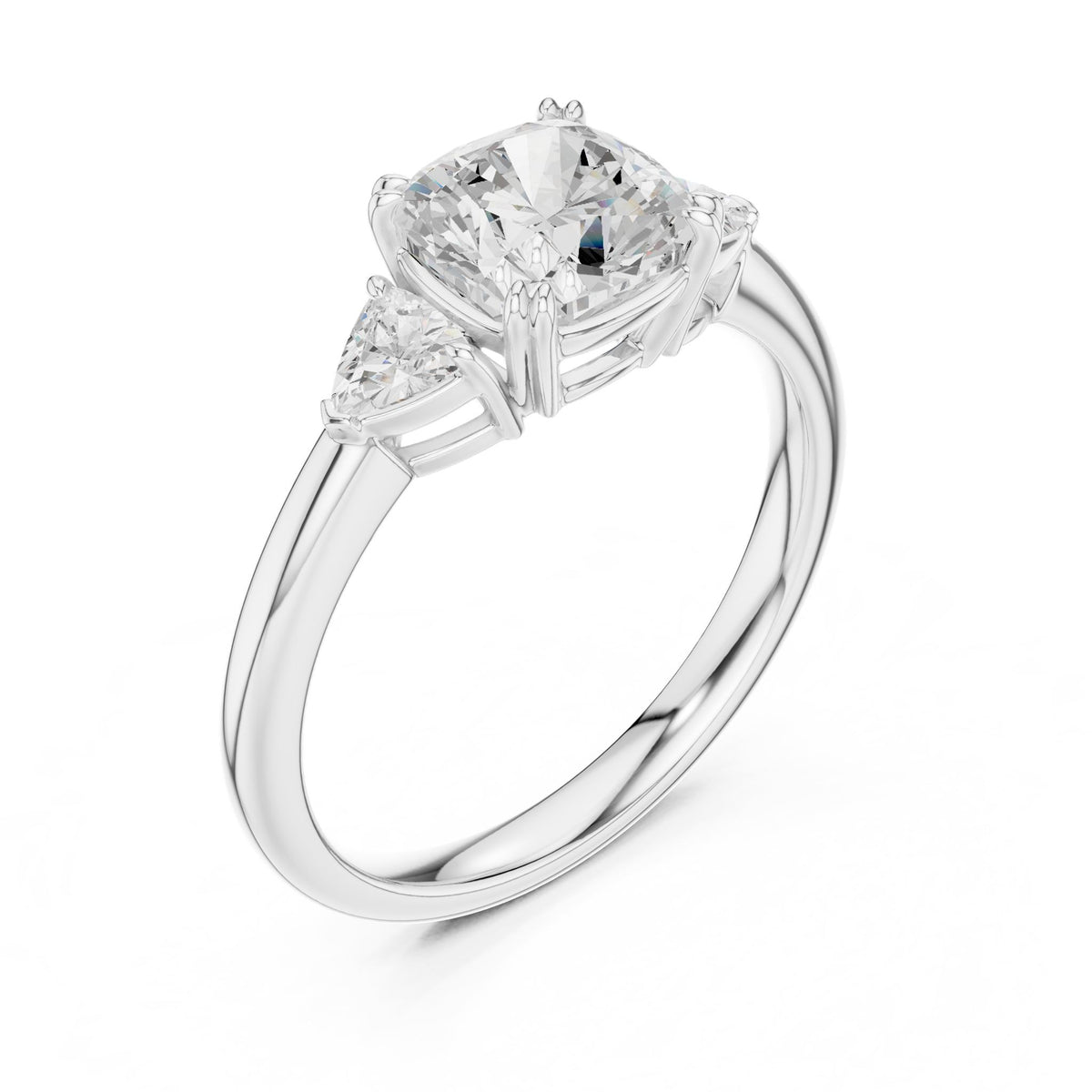 Cushion Three Stone Lab Grown Diamond Engagement Ring